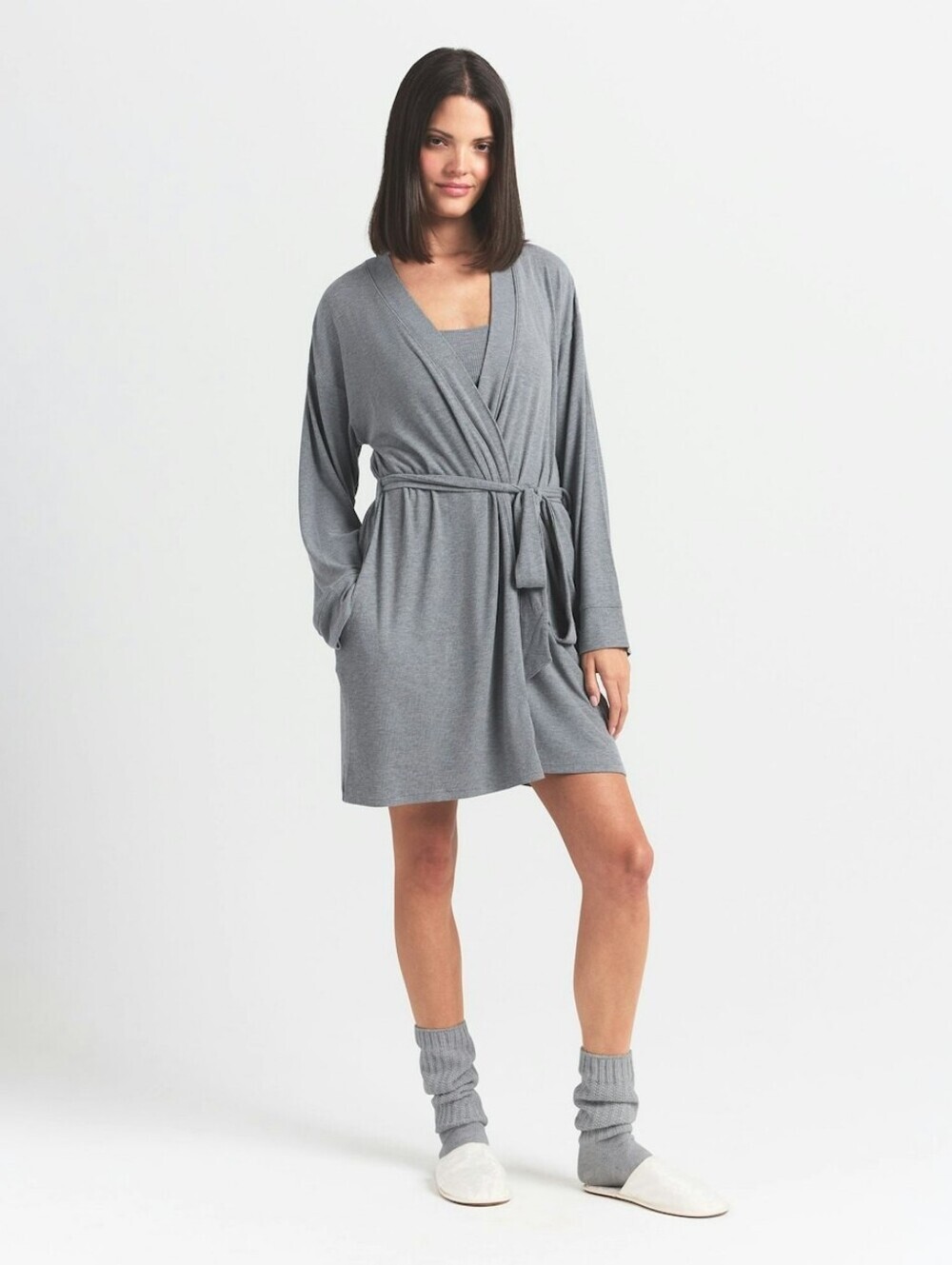 SKIMS Soft Lounge Robe | Heather Grey | Size L | Preloved